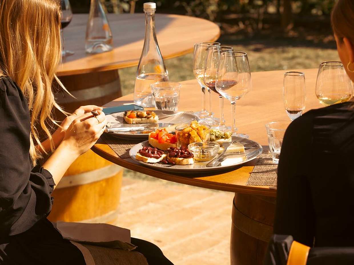 Dégustation de vin et d'huile d'Evo avec repas au safran dans le vignoble