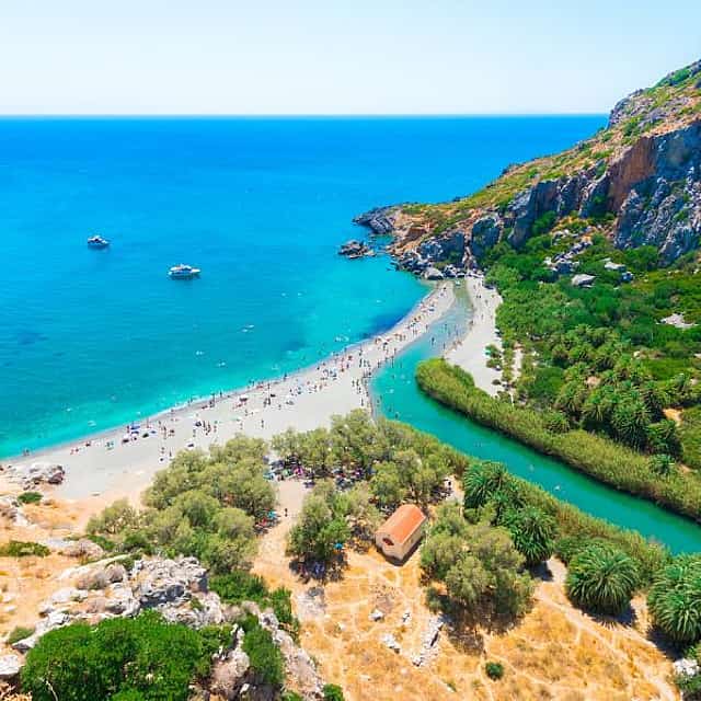 De Heraklion: Excursão de dia inteiro a Preveli Palm Beach, Damnioni Beach e Rethymno Town