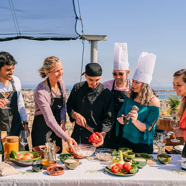 Paella Cooking Experience with Sea View & Winery Tour from Barcelona